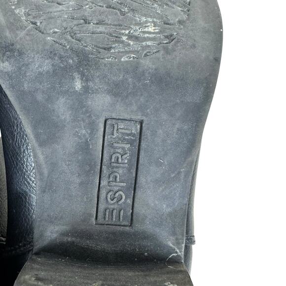 Esprit Black Tiffany Heeled Leather 90s Y2K Ankle Booties Women's Size 10 - Picture 12 of 13